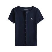 ABERCROMBIE & FITCH女装25春季经典小麋鹿美式辣妹修身圆领短袖T恤KI139-5569 海军蓝 XS (160/84A)