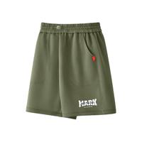 马克华菲童装男童棉短裤儿童凉感中裤夏装2024男孩裤子夏款运动裤外穿 m立体字K_右下豆蔻绿 140
