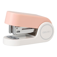 得力（deli）12号订书机家用办公用 马卡龙色大号订书器装订机家用钉书机配订书钉 【珊瑚粉】迷你便携-送830枚钉