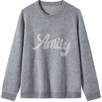 GXG男装花纱休闲毛衣字母印花针织衫 灰色 175/L