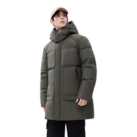 雪中飞 SNOWFLYING男式微廓百搭连帽中长款羽绒服2024秋冬简约时尚户外通勤