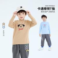 春装弹力舒适保暖男童长袖衫卡通动物印花婴幼针织衫