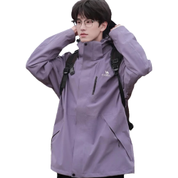 骆驼 A8W168104 加绒加厚 冲锋衣 凝夜紫男 M