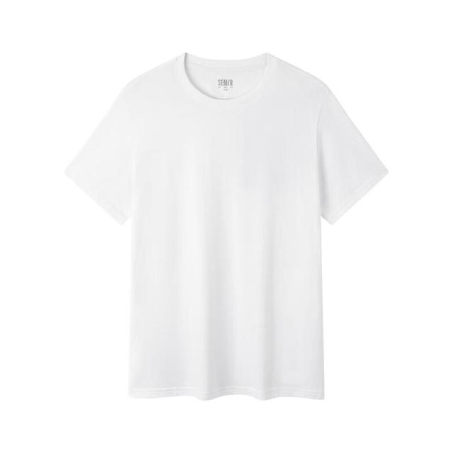 森马 短袖T恤男2024夏季简约纯色修身上衣日常通勤百搭休闲装 漂白10007 185/100A/XXL