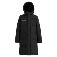 雪中飞 SNOWFLYING秋冬时尚休闲舒适廓形男士“H”版型印花立领连帽羽绒服男 黑色 175/92A