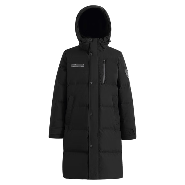 雪中飞 秋冬时尚休闲舒适廓形男士立领连帽羽绒服 黑色 175/92A