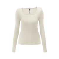 蕉内（Bananain）【刘浩存同款】热皮501+女士保暖内衣氨基酸内搭可外穿打底衣秋冬 【方领】奶白 XS
