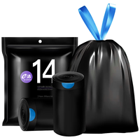 e洁 自动收口垃圾袋抽绳加厚黑色易撕 45*50cm*124只1.4丝手提加厚 【点断*加厚40%】45*50cm*124只