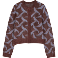 JNBY江南布衣秋冬针织开衫女复古提花毛衣短款圆领立体感毛衫5N0313770