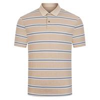 七匹狼【含桑蚕丝】短袖POLO衫夏季翻领条纹透气舒适短袖T 704(浅杏色) M 165/88A
