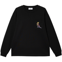 杰克·琼斯（JACK&JONES）25年男装秋季BSQ联名长袖T恤男个性宽松休闲重磅纯棉圆领打底衫 E40黑色 常规 M （175）