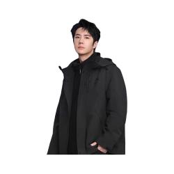 鸭鸭羽绒服 鸭鸭王一博同款冰壳系列2.0户外冲锋衣羽绒服三合一男女冬季新款外套 青光黑色
