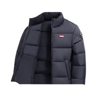 鸭鸭(YAYA)时空道宇羽绒服男女同款冬季立领时尚保暖外套短款加厚面包服 青光黑 【时空道宇】 XL