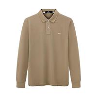 七匹狼男士长袖T恤男秋冬翻领挺括休闲商务打底男士上衣polo衫 701(卡其)1D1F50605888 4XL 190/104A