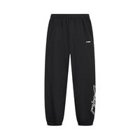 李宁 LI-NING童装童裤子女大童运动生活系列青少年束脚宽松长裤运动裤卫裤 黑色272-1(春秋款) 160