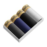 猫人(MiiOW)纯棉男士内裤7A抑菌底裆平角裤运动宽松四角裤头男生裤衩底裤100% 7A抑菌升级款-4条装 L (90-110斤)