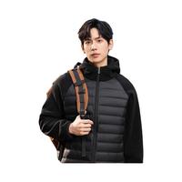雅鹿 轻薄防风连帽 黑色 2XL 男士羽绒服