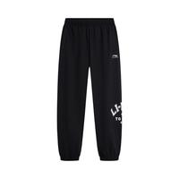 李宁 LI-NING童装儿童运动裤子男女大童秋季亲肤透气高弹束脚速干卫裤长裤 黑色-1 (凉感速干/九分裤) 110