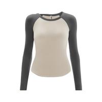 蕉内（Bananain）热皮502++女士保暖内衣高领秋冬款秋衣加绒肌底衣 【圆领】岩石灰燕麦奶拼色 2XL