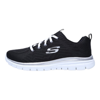 SKECHERS 斯凯奇 秋冬透气缓震运动轻便女子跑步鞋运动鞋女鞋 12615-BKW-C 黑色/白色 38