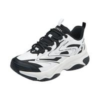 SKECHERS 斯凯奇 春季拼接鞋面舒适缓震户外休闲跑步运动老爹女鞋177592 白色/黑色/WBK 35.5