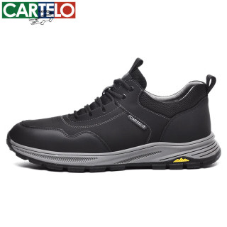 有券的上：CARTELO 卡帝乐鳄鱼 男士休闲时尚皮鞋 黑色