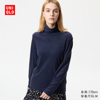 优衣库女装HEATTECH摇粒绒两翻领套头衫/长袖25秋冬新款479608 69 藏青色 M /160/84A