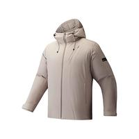 安踏（ANTA）热雪商务羽绒服丨防泼水三层聚暖连帽保暖男士内绗不臃肿羽绒外套 橡卡其-1 XL (男180)