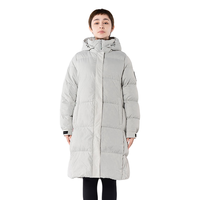 黑冰24户外女款连帽中长款鸭绒羽绒服冬季防风保暖羽绒服D 深灰 L