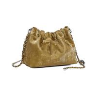 天美意(TEENMIX)女包牛皮新中式云朵包轻奢斜挎包休闲通勤单肩包 橄榄绿