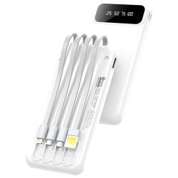 毕亚兹 超薄小巧 移动电源 四线可拆卸  10000mAh 白