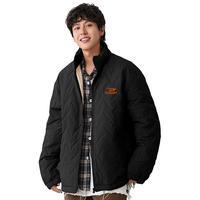 Deerway德尔惠男士三防棉袄冬季宽松涂鸦印花大码保暖外套户外防水锁温厚款棉服 黑#DR涂鸦橙标 3XL