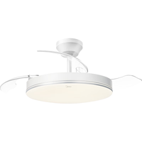 Midea 美的 吊扇灯风扇灯餐厅客厅卧室led吊灯遥控调光定时隐形扇叶灯饰灯具 全白吊杆式|36寸24W