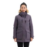 迪卡侬鹅绒羽绒服大衣户外防水外套火山岩保暖派克大衣工装服 女款-静谧紫 XL