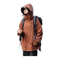 迈途迈途三防冲锋衣春秋2024户外轻运动防水男女款登山服拉链机能外套 褐色 5XL