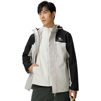 骆驼 户外冲锋衣 潮牌三合一两件套防水透湿外套 A13CA70125，冰晶灰色/幻影黑,男 L