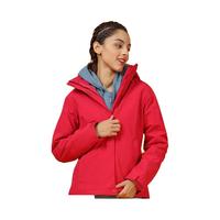 土拨鼠(Marmot)秋冬女抓绒三合一户外保暖防风夹克外套 枚红 6347 XS 欧码偏大