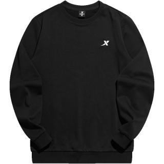 特步 卫衣男春季运动服刺绣针织上衣男装休闲圆领长袖套头衫