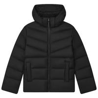 FILA 斐乐男士羽绒服2024冬季时尚休闲通勤拼色连帽外套 正黑色-BK 170/92A/M