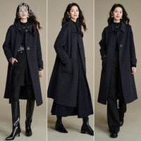 晚白2025冬款气质毛呢外套利落大方时髦百搭长款羊毛大衣 碳灰 S