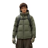 坦博尔羽绒服男短款宽松休闲90绒连帽外套潮冬装TAF530353J 深铬绿 170/88A