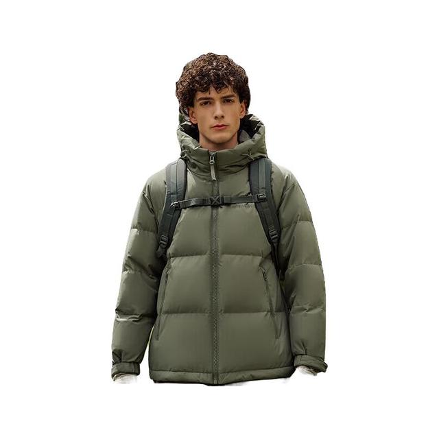 坦博尔 羽绒服男短款宽松休闲90绒连帽外套潮冬装TAF530353J