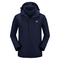 伯希和（Pelliot）冲锋衣男三合一秋冬外套可拆卸两件套夹克户外防风保暖防泼水风衣 藏蓝色 XL