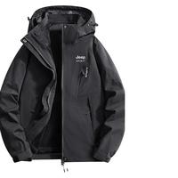 JEEP SPIRIT 吉普 冲锋外套冬季款三合一两件套金貂绒内胆保暖防寒服855 1818男款黑色 3XL