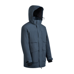 京东京造 冬季短款连帽滑雪羽绒服户外派克服加厚保暖外套男 深海蓝 XL