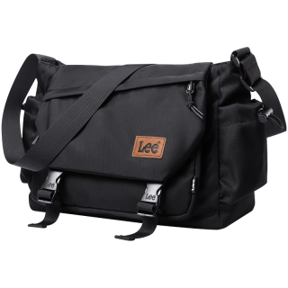 Lee 包包女斜挎包2023款大容量单肩包男黑色轻便通勤邮差包休闲