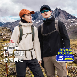 Pioneer Camp 拓路者 Polartec 300抓绒衣男士秋冬户外加绒保暖连帽外套登山服防风内胆 黑色-男款 L