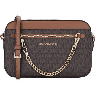 MICHAEL KORS MK JET SET ITEM系列 女士皮革单肩斜挎包 棕拼色 35S1GTTC9B BROWN