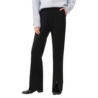 网易严选女式暖绒休闲长裤微喇阔腿裤显瘦轻商务 黑镍色 M