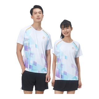 薰风（KUMPOO）2024羽毛球服 男女同款速干透气熏风中性文化衫休闲运动短袖 KW-4003 白色 M